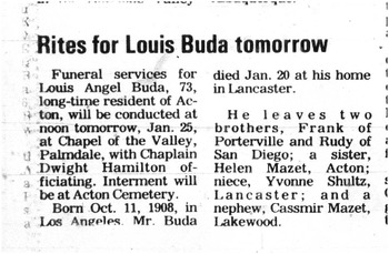 Buda,   Louis Angel obituary