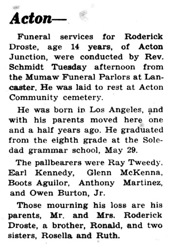 Droste, Jr  Roderick Emil ('Sonny') obituary