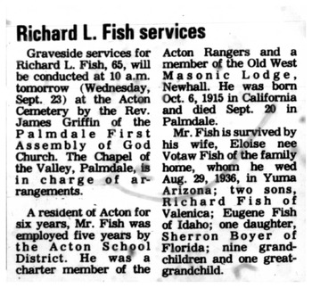 Fish,   Richard Littlefield obituary