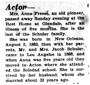 Freese,   Anna Henrietta obituary
