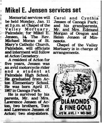 Jensen,   Mikel Edmund obituary