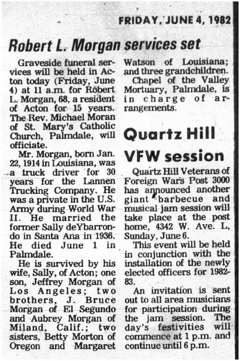 Morgan,   Robert Laurence obituary