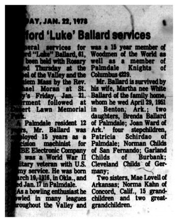 Ballard, Bluford Harold obituary