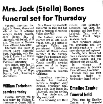 Bones,   Stella Odelia obituary