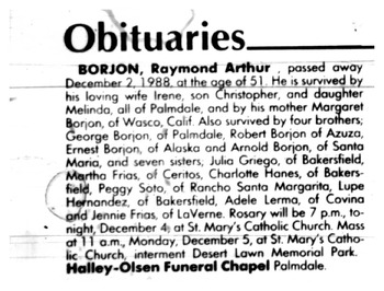 Borjon, Raymond Arthur obituary