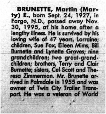 Brunette,   Martin Edward obituary