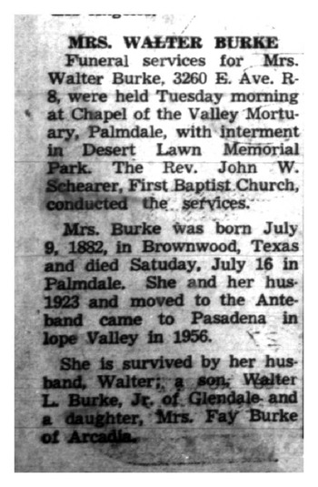 Burke,   Minnie Jane obituary