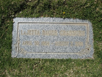 Chadburn,   LaJetta Bauer gravesite
