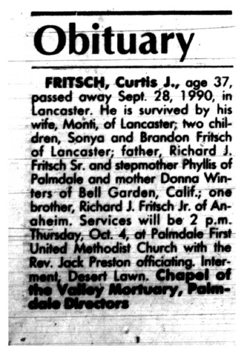 Fritsch,   Curtis James obituary