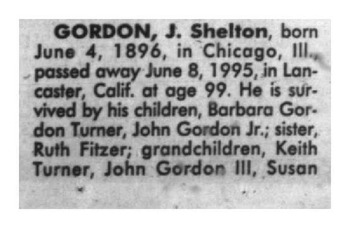 Gordon,   John Shelton obituary