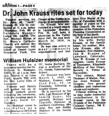 Krauss,   John Martin ('Jack') obituary