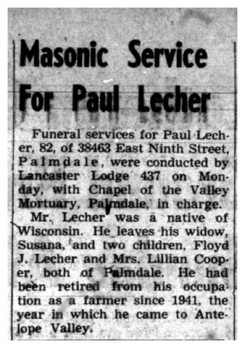 Lecher,   Paul obituary