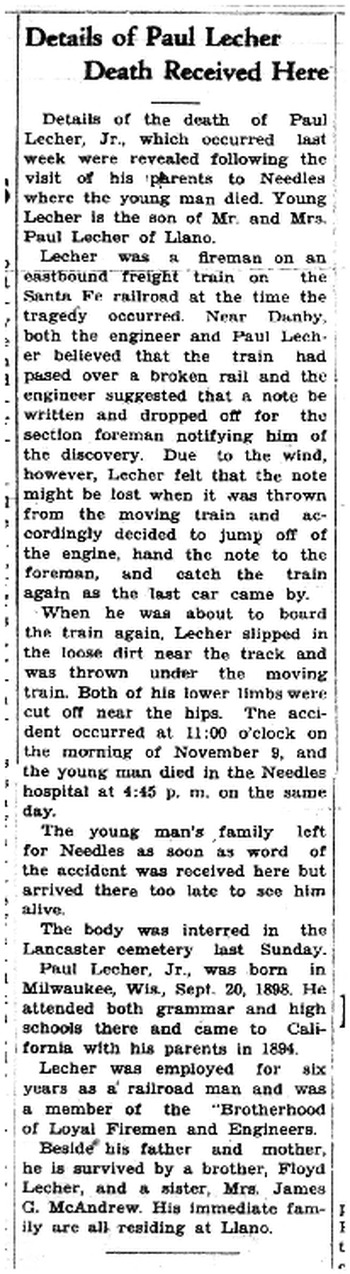 Lecher, Paul Herman obituary