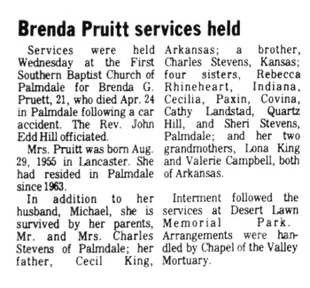 Pruitt, Brenda G. obituary
