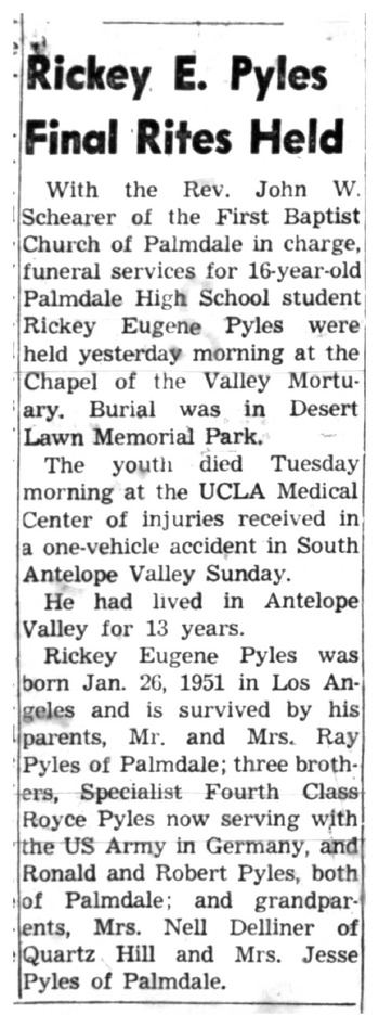 Pyles,   Rickey Eugene obituary