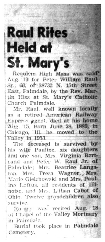 Raul,   Peter William obituary