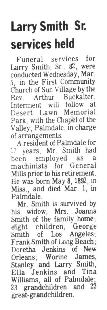 Smith,   Larry obituary