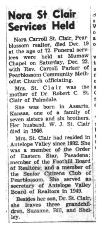St. Clair,   Nora Edith obituary