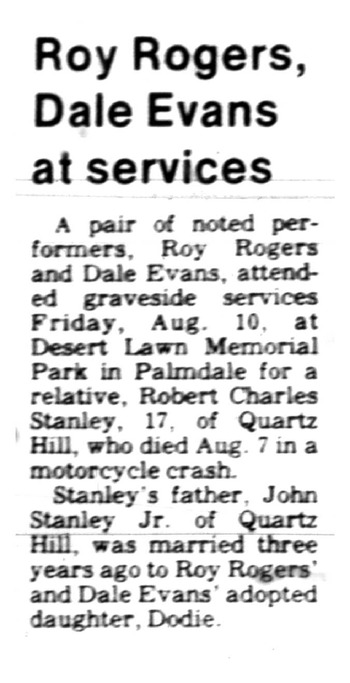 Stanley,   Robert Charles ('Bobby') obituary