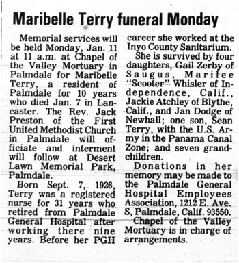 Terry,   Maribelle obituary