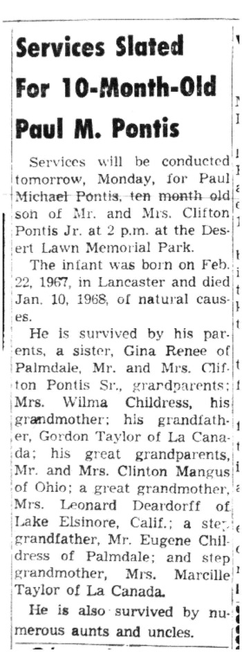 Pontis,   Paul Michael obituary