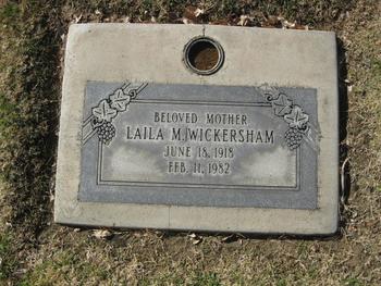 Wickersham,   Laila Martha gravesite