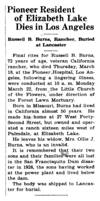 Burns,   Russell B obituary