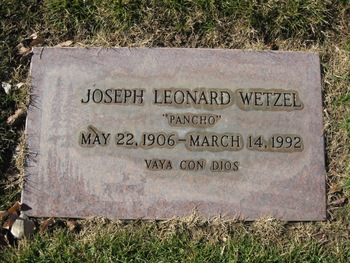 Wetzel,   Joseph Leonard ('Pancho') gravesite