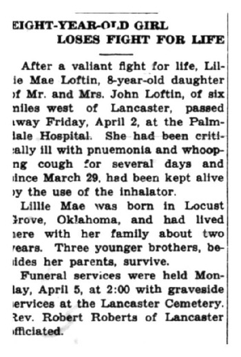 Loftin,   Lillie Mae obituary