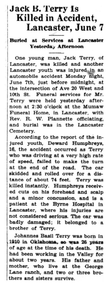 Terry,   Johnnes Basil ('Jack') obituary