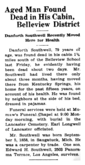 Southwell,   Danforth obituary