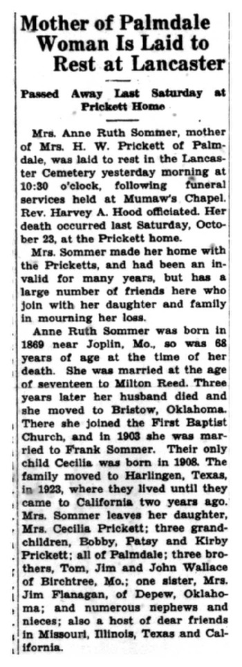 Sommer,   Susan Ruth Anne obituary