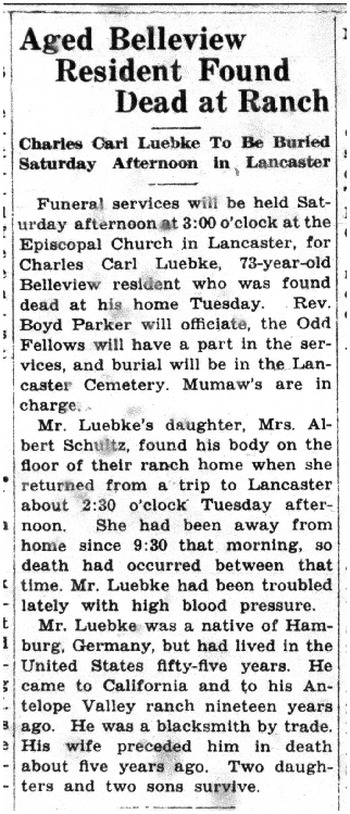 Luebke,   Charles Carl obituary