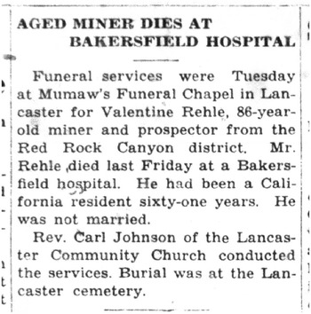 Riehle,   Valentine obituary