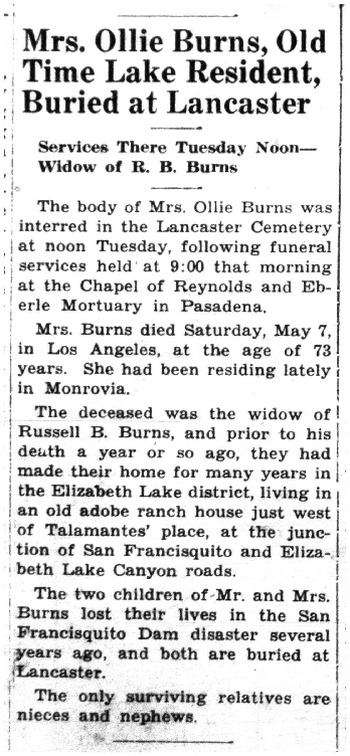 Burns,   Olive ('Ollie') obituary