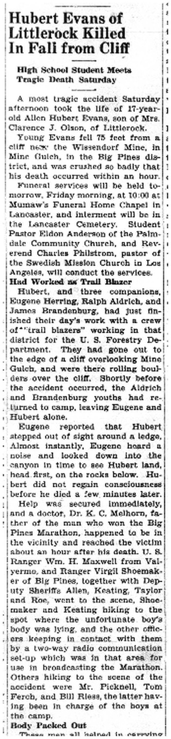 Evans,   Allen Hubert obituary