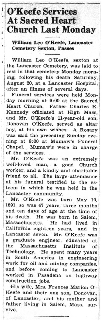 O'Keeffe, William Leo obituary
