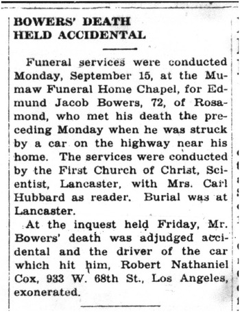 Bowers,   Edmund Jacob obituary