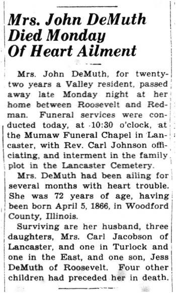 DeMuth,   Mary obituary