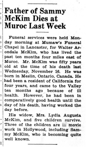 McKim,   Walter Arondale obituary