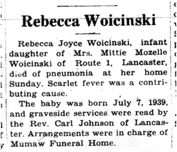 Woicinski,   Rebecca Joyce obituary