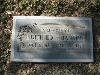 Hanson,   Edith ('Edie') gravesite