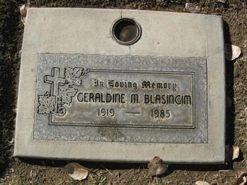 Blasingim,   Geraldine Marguerite gravesite