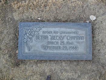 Chapman,   Bethia Ruth ('Becky') gravesite