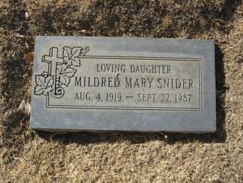 Snider,   Mildred Mary gravesite