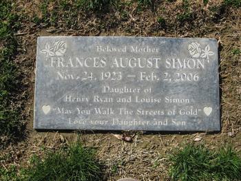 Simon,   Frances August gravesite