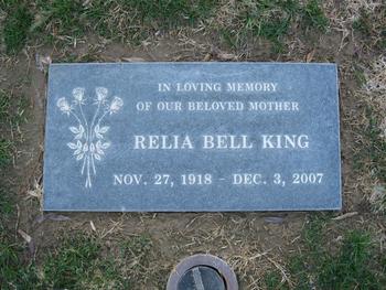 King,   Relia Bell gravesite