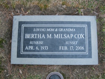 Cox,   Bertha M. gravesite
