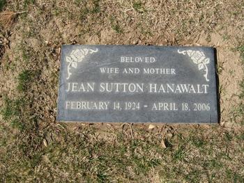 Hanawalt,   Jean Sutton gravesite