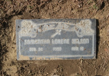Wilson,   Samantha Lorene gravesite